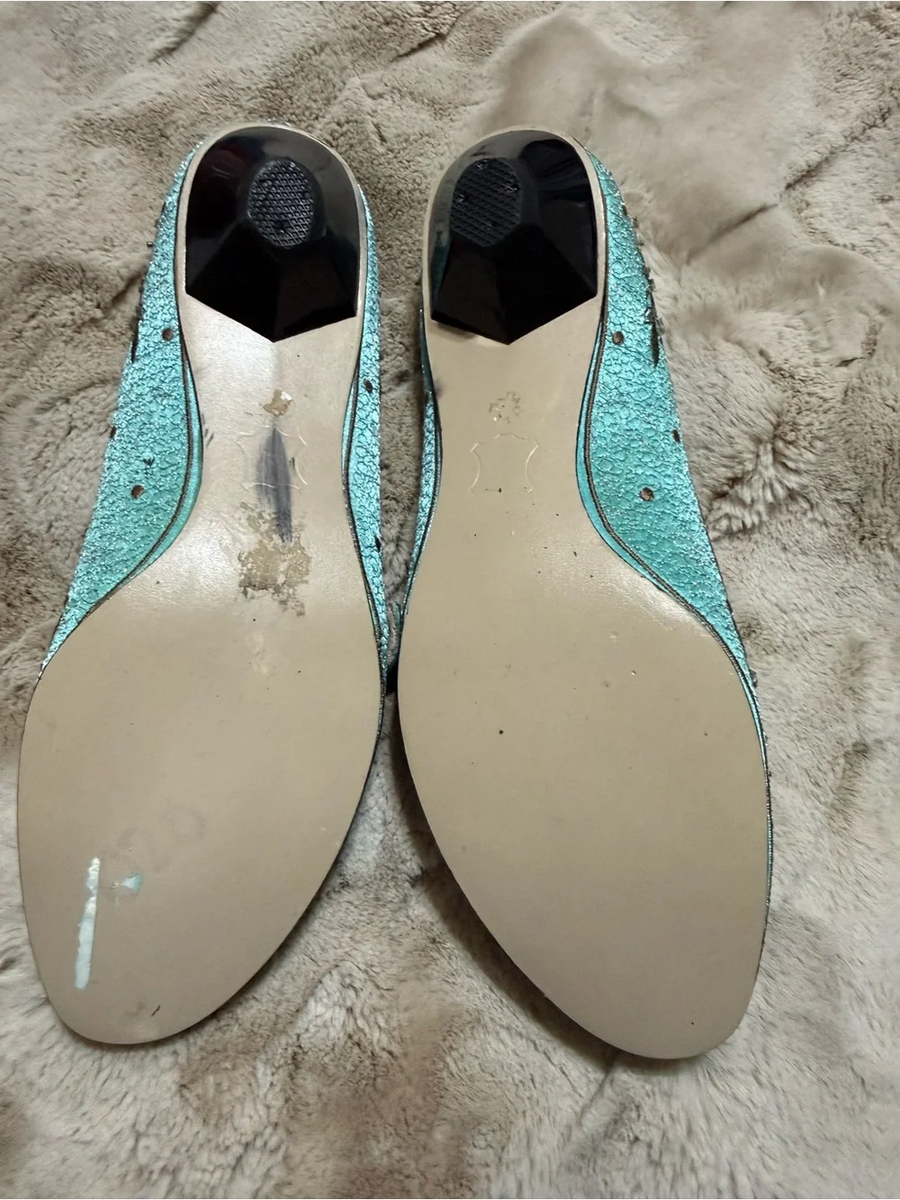 Two Lips Teal Embroidered Mary Jane Flats